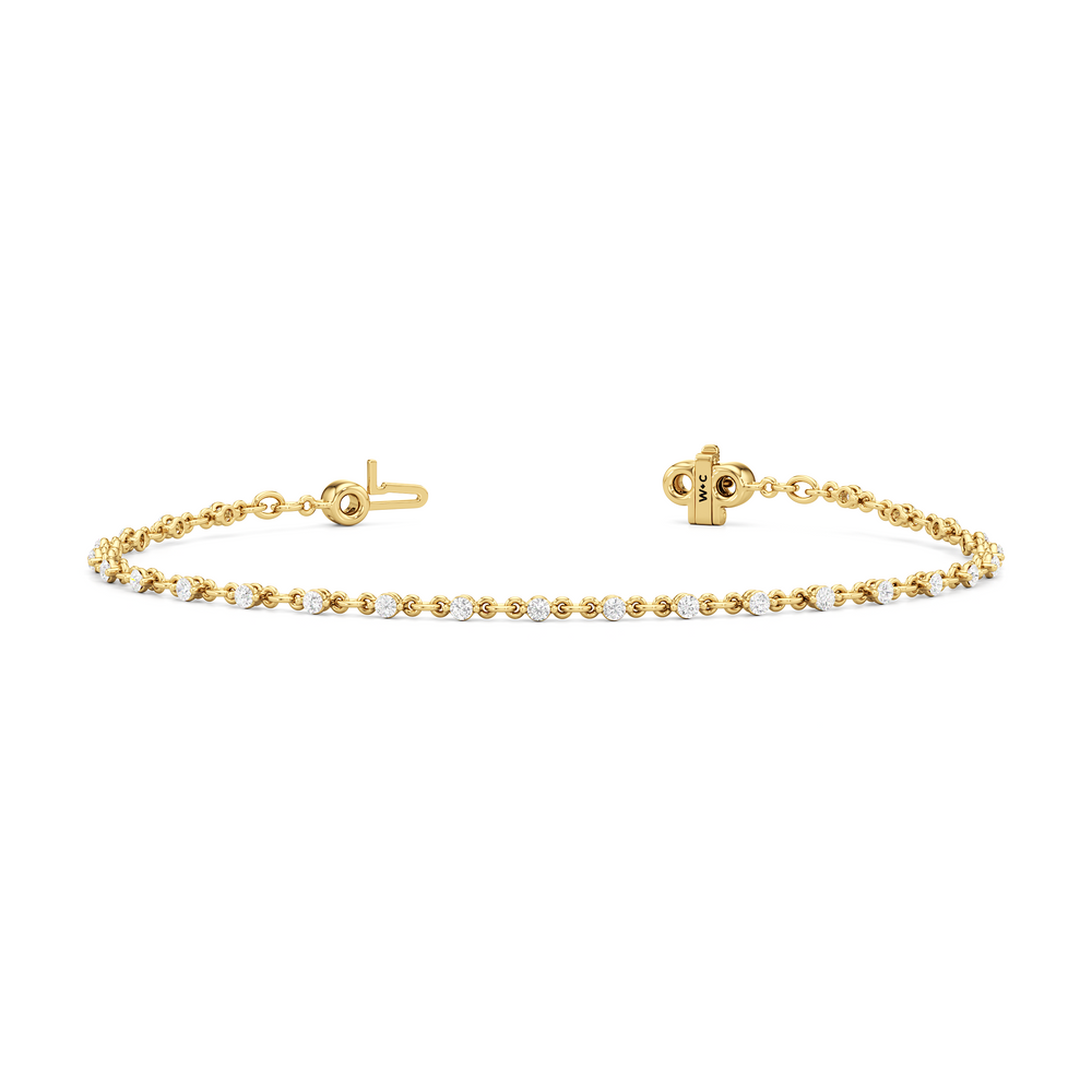 Lab Diamond Chain Link Bracelet with 3/4 Cut Diamond in 14KT Yellow Gold view 2
