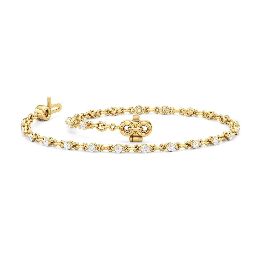 Lab Diamond Chain Link Bracelet with 3/4 Cut Diamond in 14KT Yellow Gold view 3
