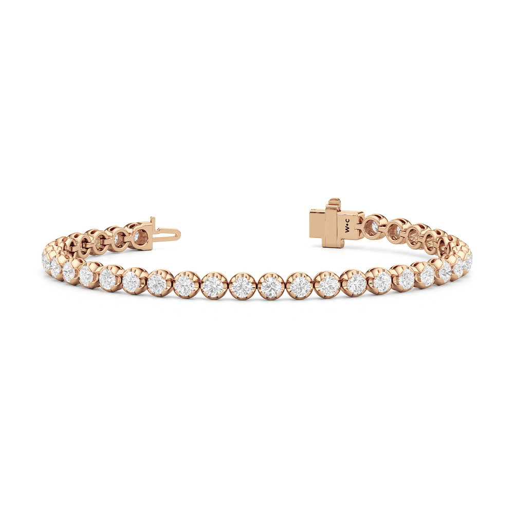 Modern Nugget Lab Diamond Tennis Bracelet with 4 Cut Diamond in 14KT Rose Gold view 2
