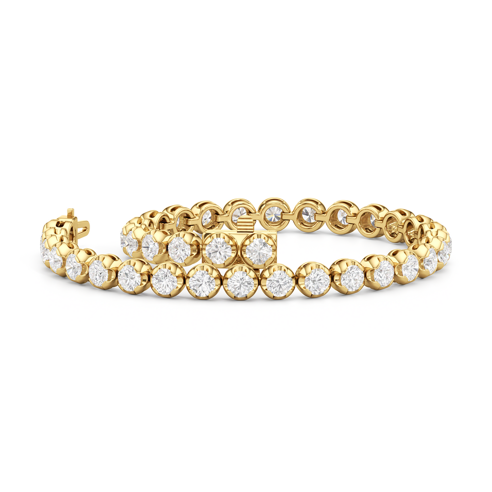 Modern Nugget Lab Diamond Tennis Bracelet with 4 Cut Diamond in 14KT Yellow Gold view 3
