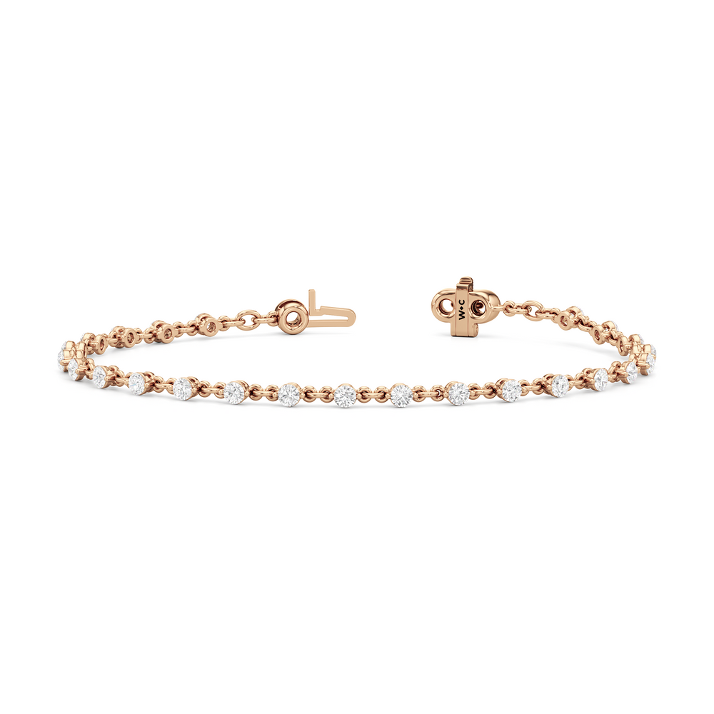 Lab Diamond Chain Link Bracelet with 1 1/3 Cut Diamond in 14KT Rose Gold view 2
