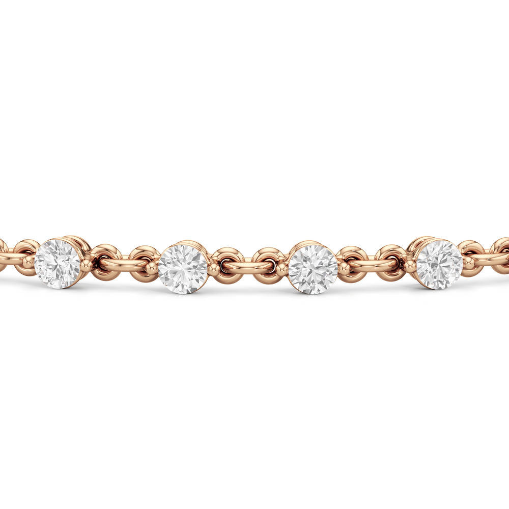 Lab Diamond Chain Link Bracelet with 1 1/3 Cut Diamond in 14KT Rose Gold view 6
