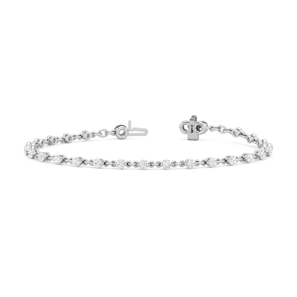 Lab Diamond Chain Link Bracelet with 1 1/3 Cut Diamond in 14KT White Gold view 2
