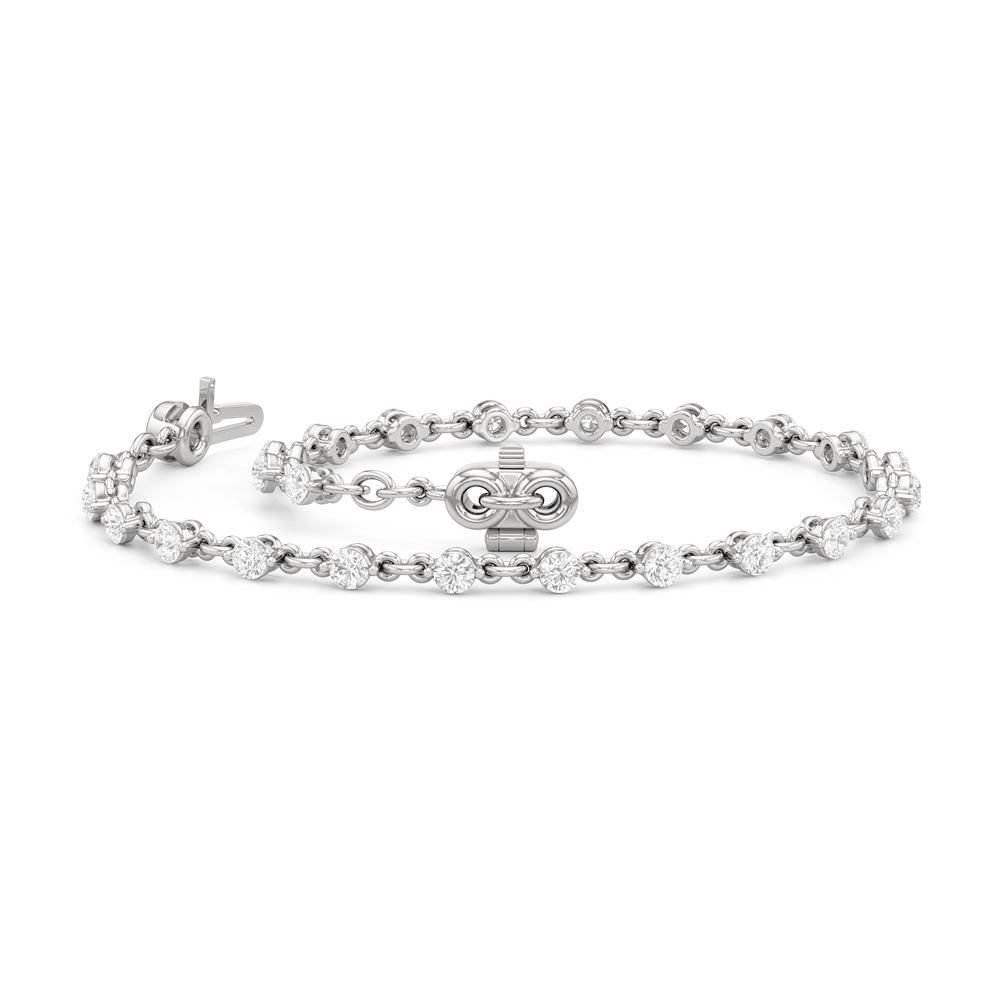 Lab Diamond Chain Link Bracelet with 1 1/3 Cut Diamond in 14KT White Gold view 3
