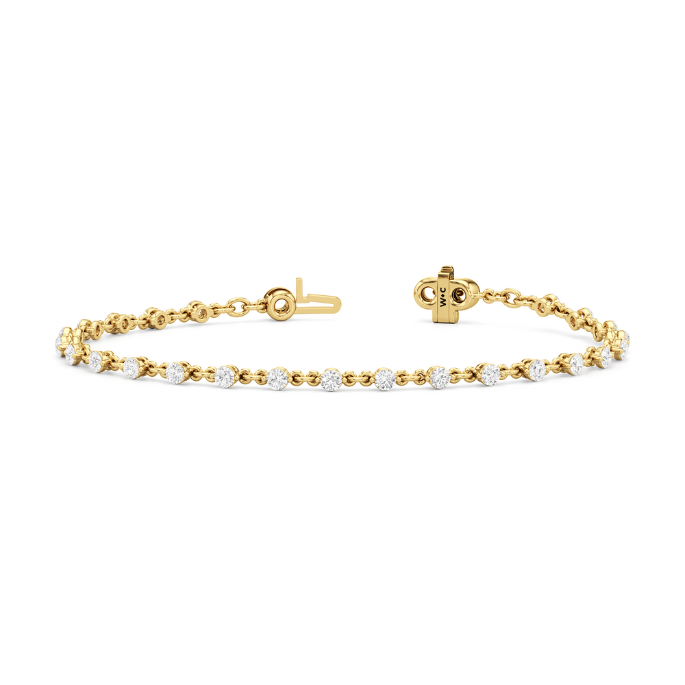 Lab Diamond Chain Link Bracelet with 1 1/3 Cut Diamond in 14KT Yellow Gold view 2
