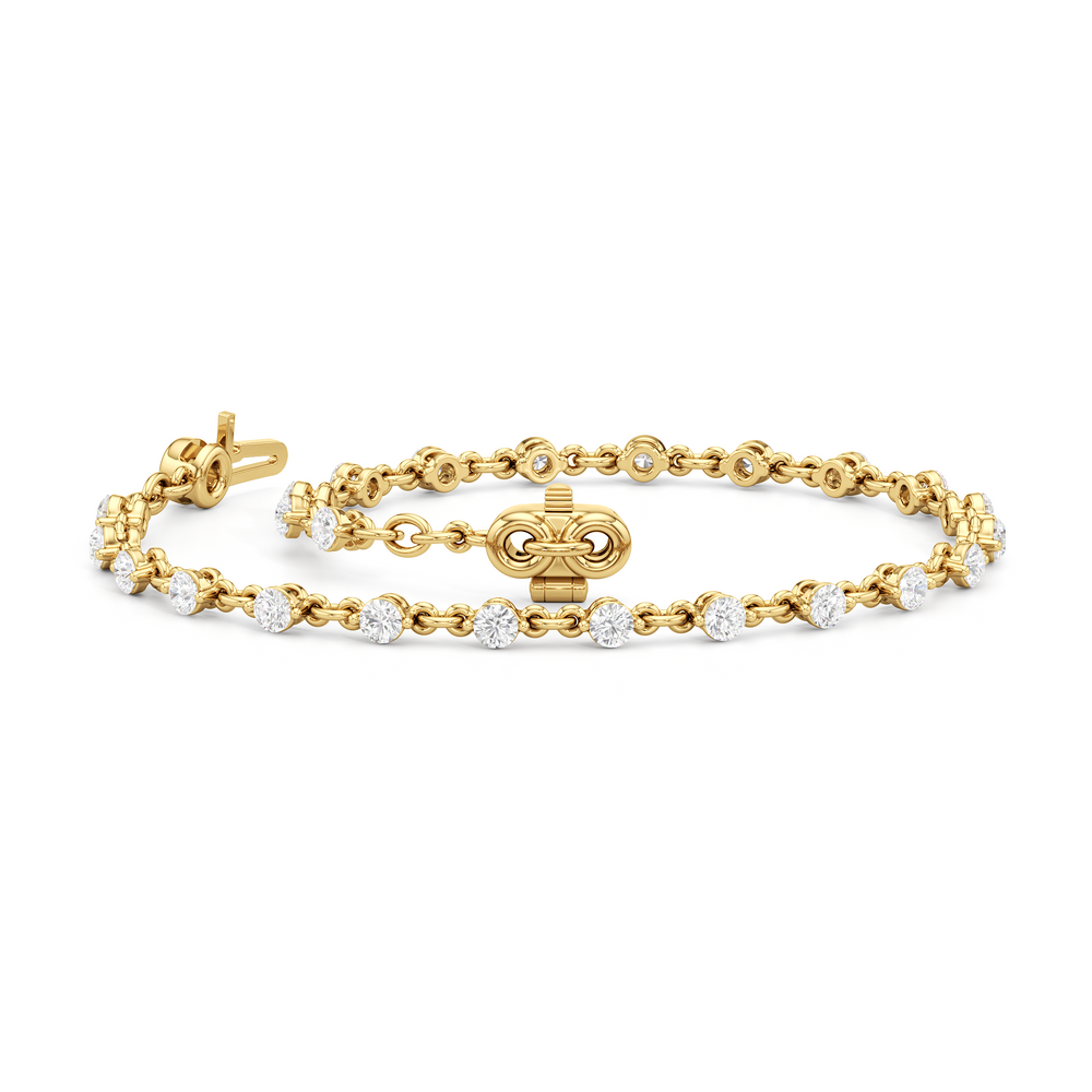 Lab Diamond Chain Link Bracelet with 1 1/3 Cut Diamond in 14KT Yellow Gold view 3
