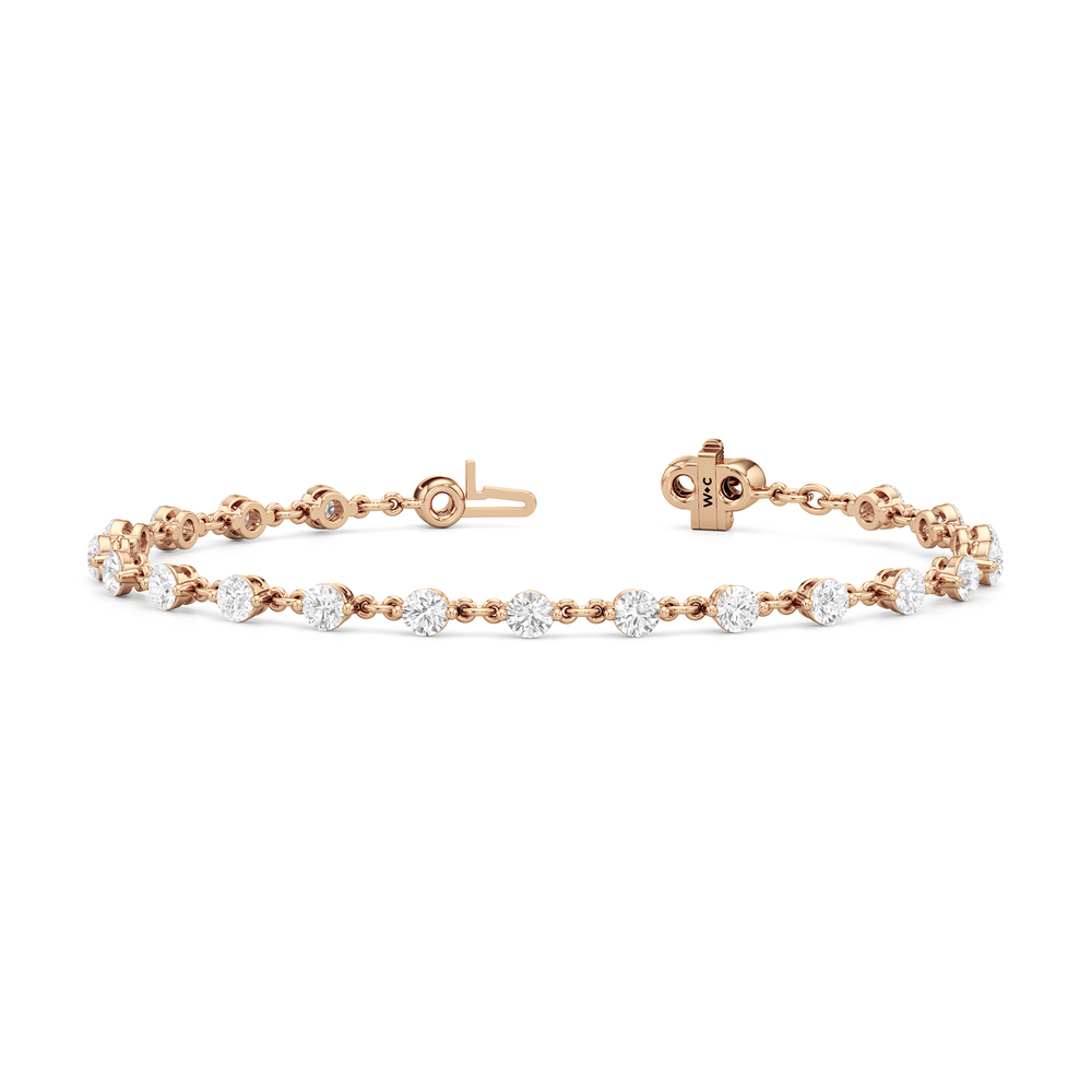 Lab Diamond Chain Link Bracelet with 3 3/8 Cut Diamond in 14KT Rose Gold view 2
