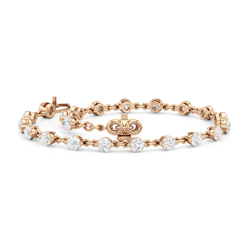 Lab Diamond Chain Link Bracelet with 3 3/8 Cut Diamond in 14KT Rose Gold view 3
