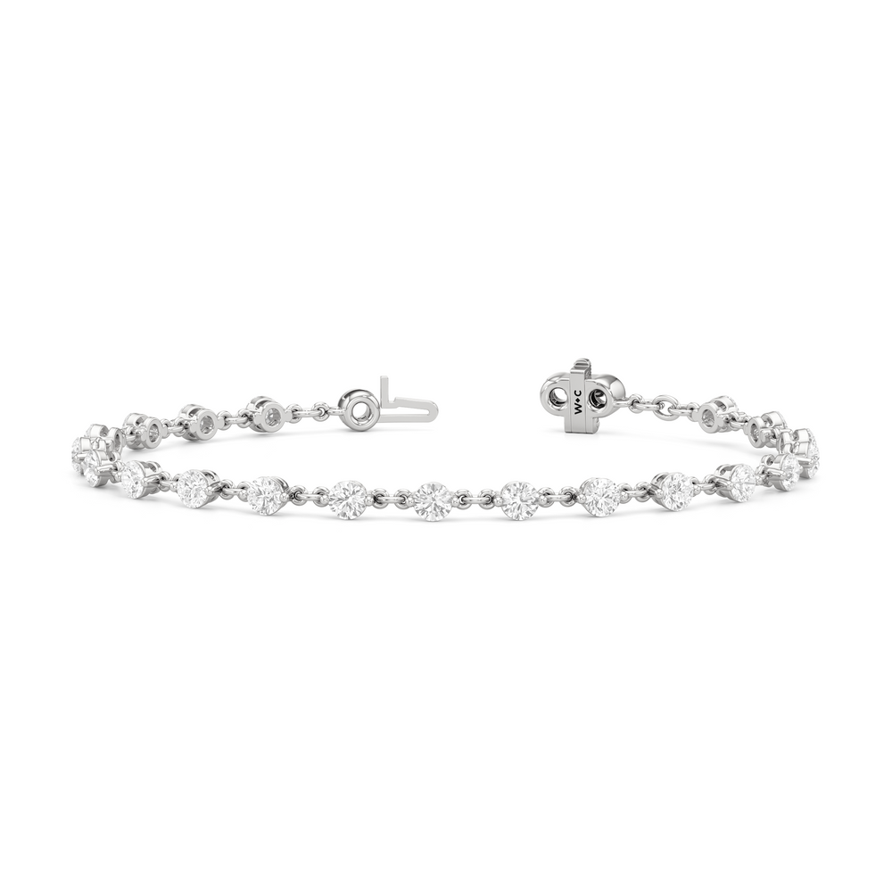 Lab Diamond Chain Link Bracelet with 3 3/8 Cut Diamond in 14KT White Gold view 2
