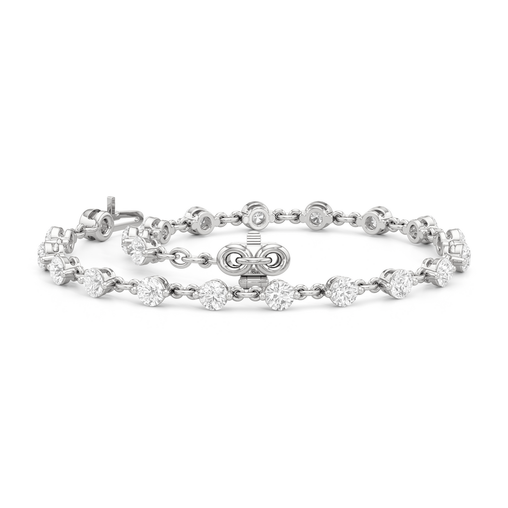 Lab Diamond Chain Link Bracelet with 3 3/8 Cut Diamond in 14KT White Gold view 3
