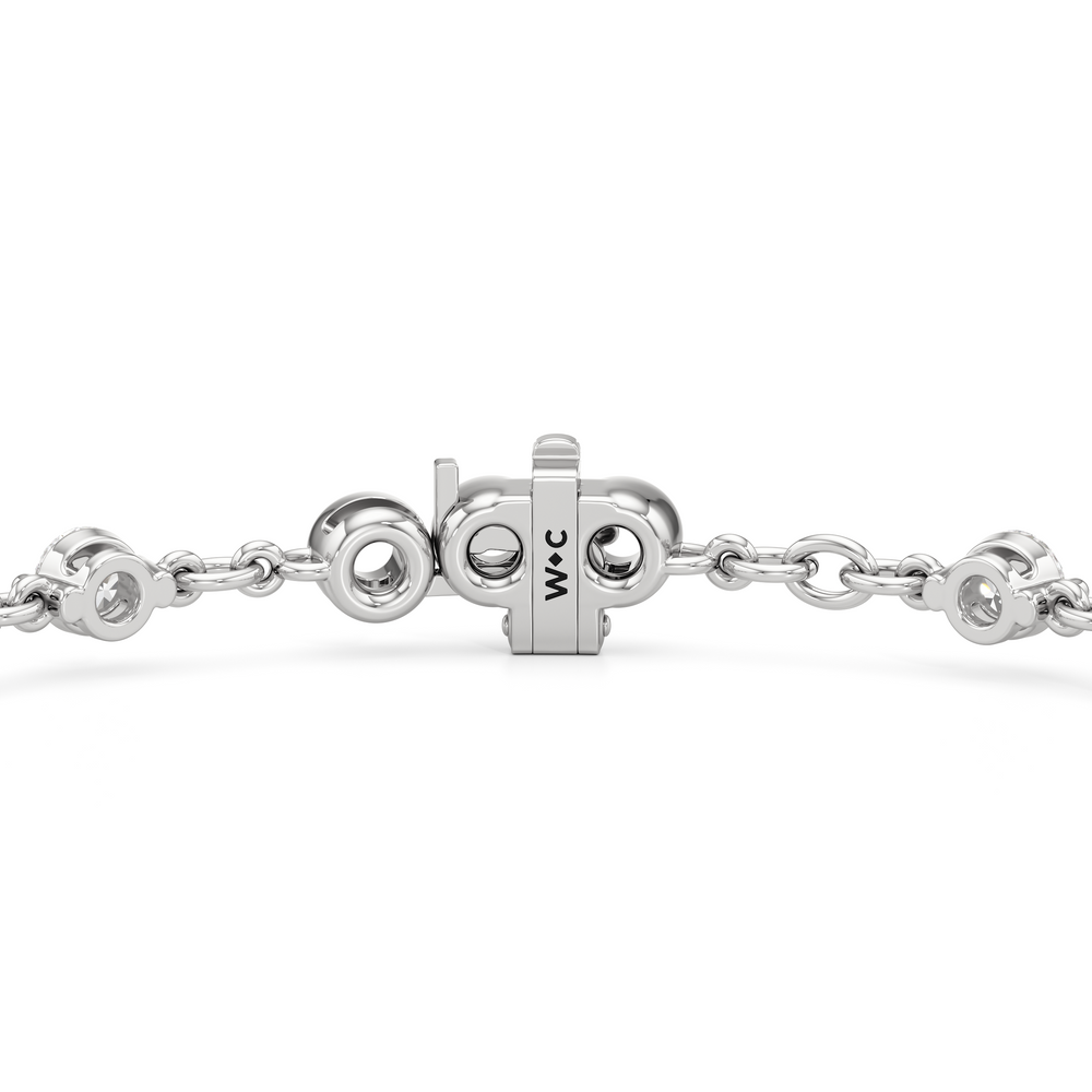 Lab Diamond Chain Link Bracelet with 3 3/8 Cut Diamond in 14KT White Gold view 8
