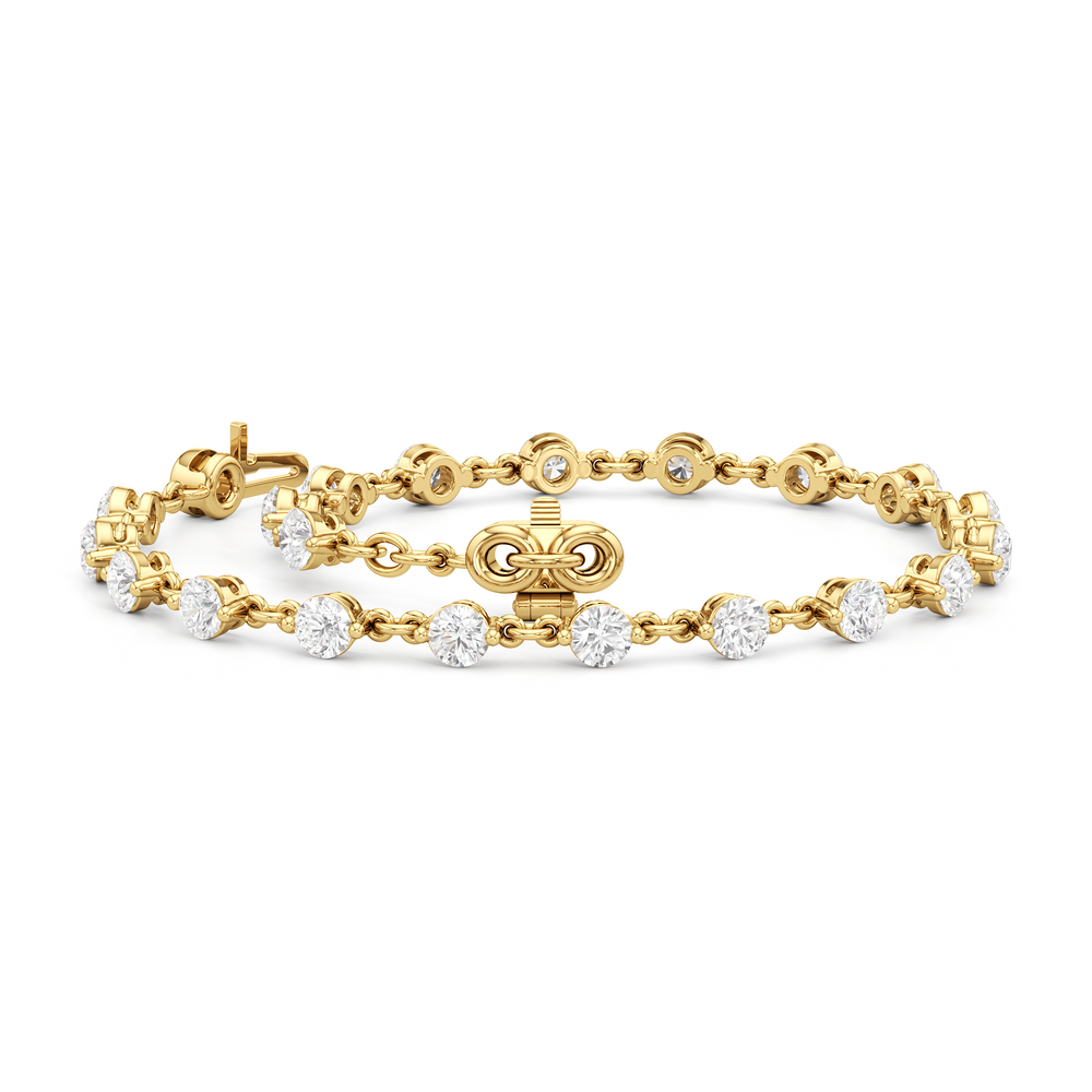Lab Diamond Chain Link Bracelet with 3 3/8 Cut Diamond in 14KT Yellow Gold view 3
