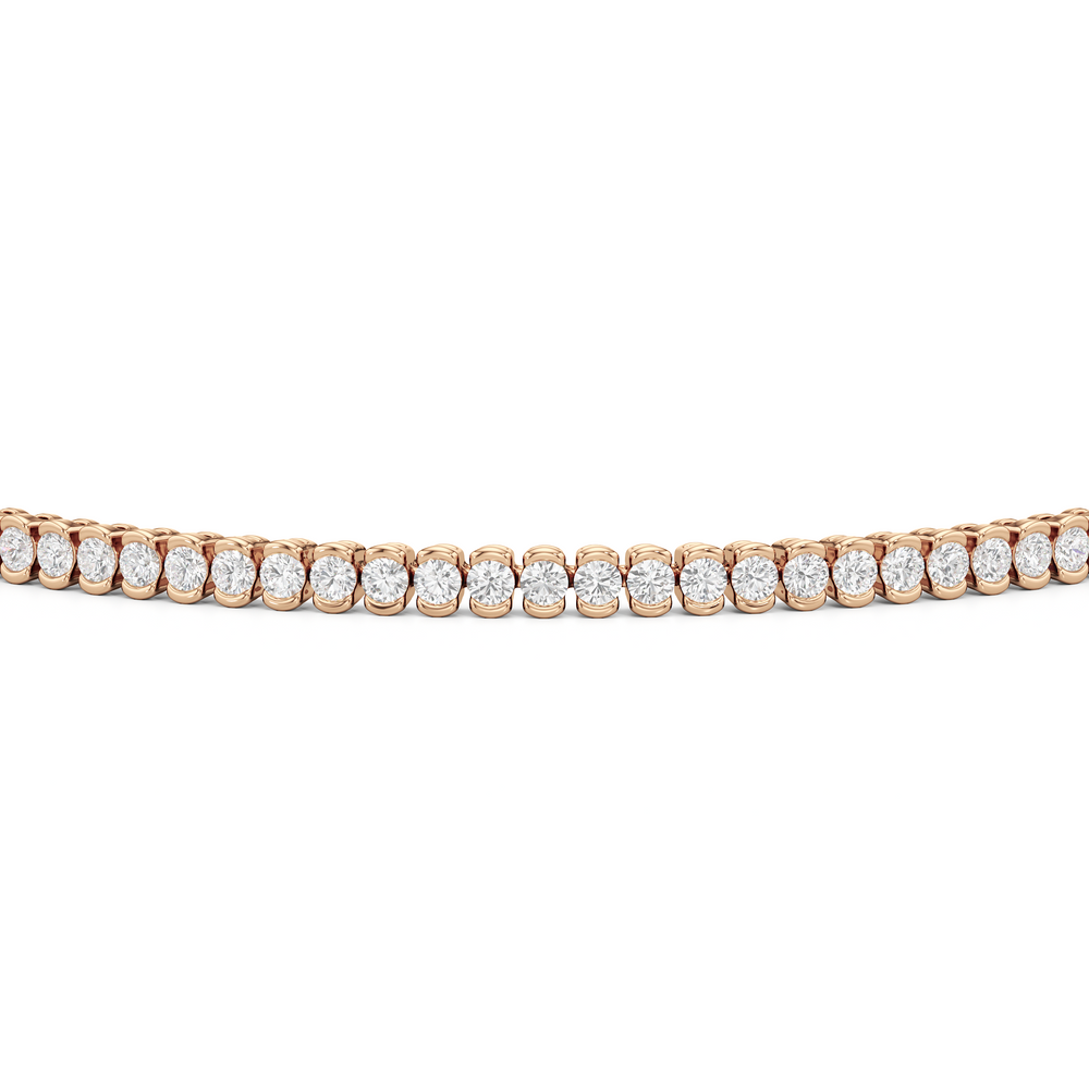 Half-Bezel Lab Diamond Tennis Bracelet with 2 Cut Diamond in 14KT Rose Gold view 5
