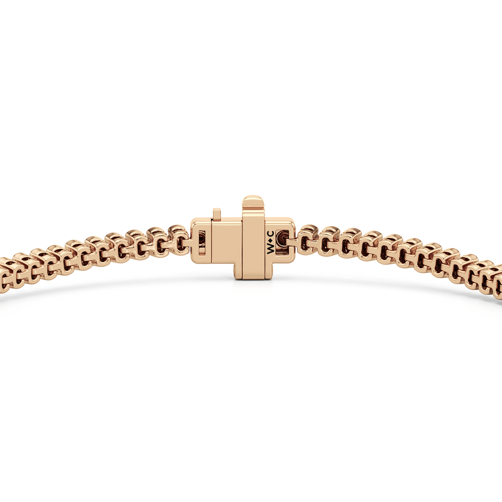 Half-Bezel Lab Diamond Tennis Bracelet with 2 Cut Diamond in 14KT Rose Gold view 6
