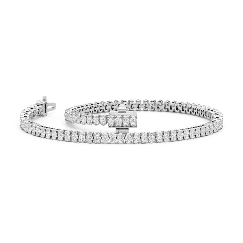 Half-Bezel Lab Diamond Tennis Bracelet with 2 Cut Diamond in 14KT White Gold view 2
