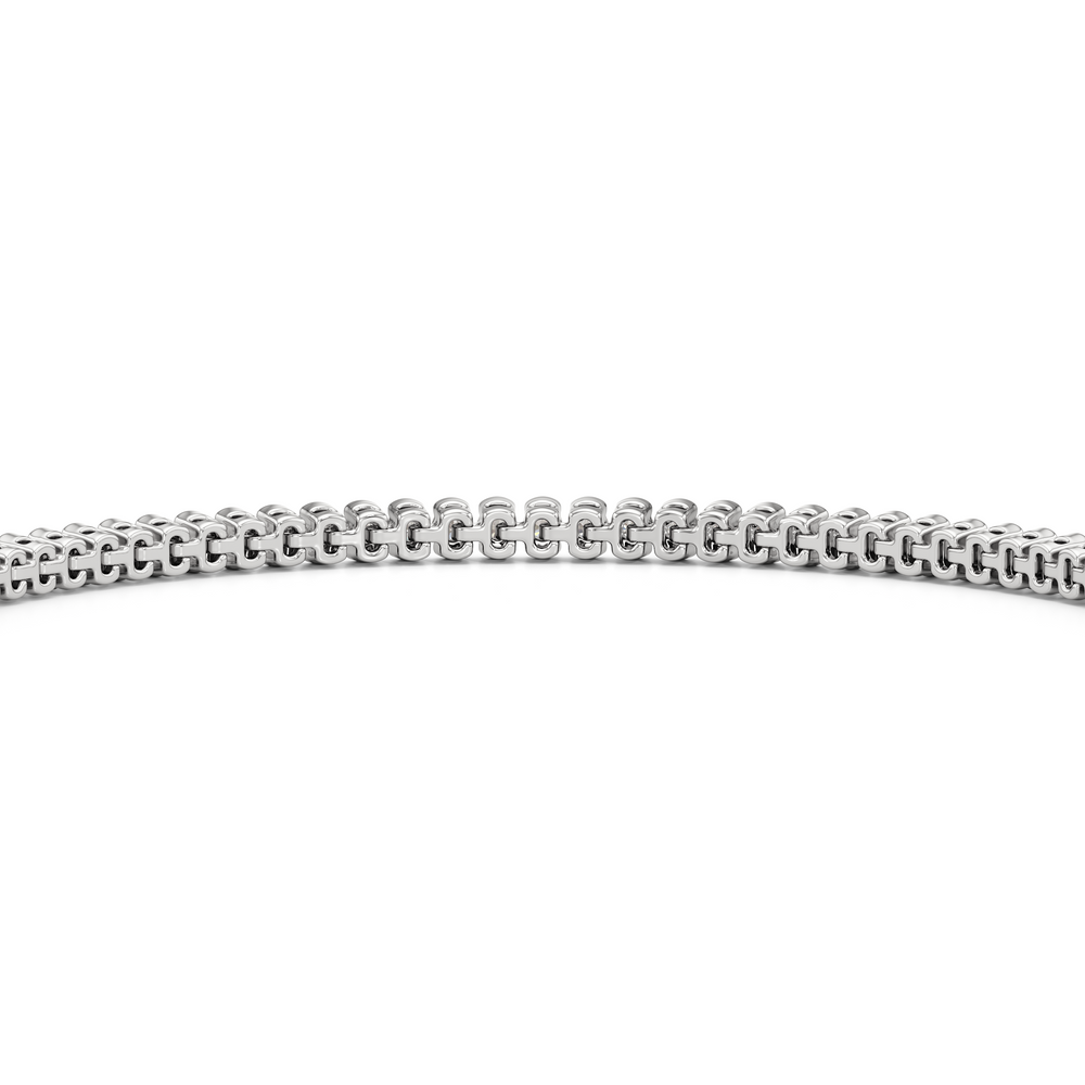 Half-Bezel Lab Diamond Tennis Bracelet with 2 Cut Diamond in 14KT White Gold view 7
