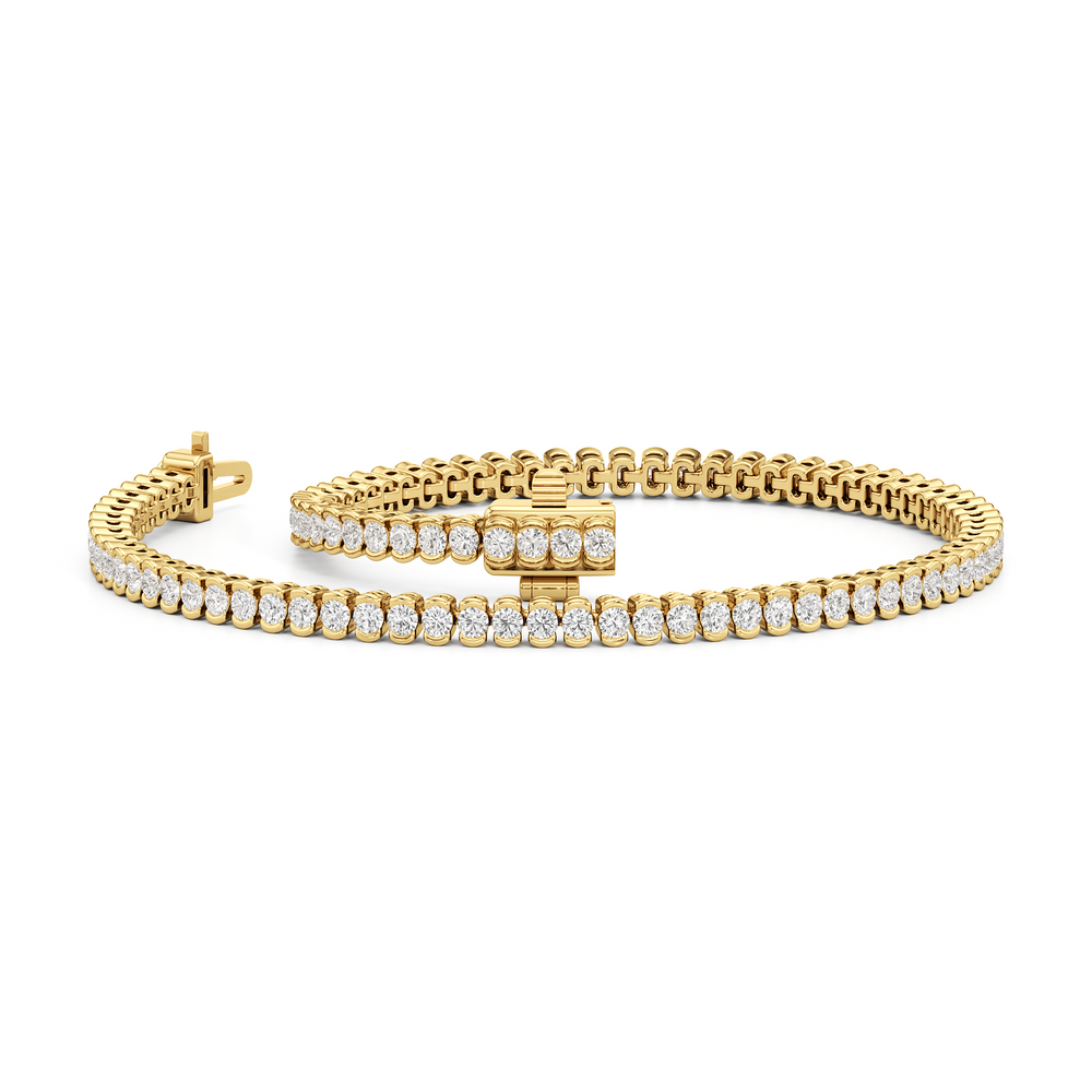 Half-Bezel Lab Diamond Tennis Bracelet with 2 Cut Diamond in 14KT Yellow Gold view 2
