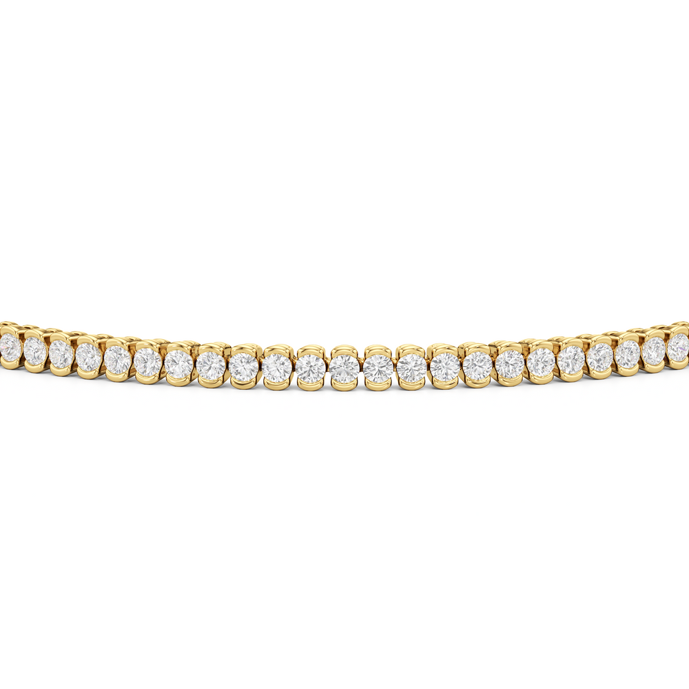 Half-Bezel Lab Diamond Tennis Bracelet with 2 Cut Diamond in 14KT Yellow Gold view 5
