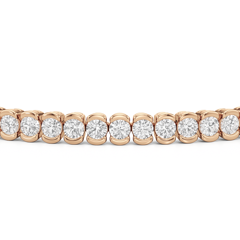 Half-Bezel Lab Diamond Tennis Bracelet with 3 Cut Diamond in 14KT Rose Gold view 5
