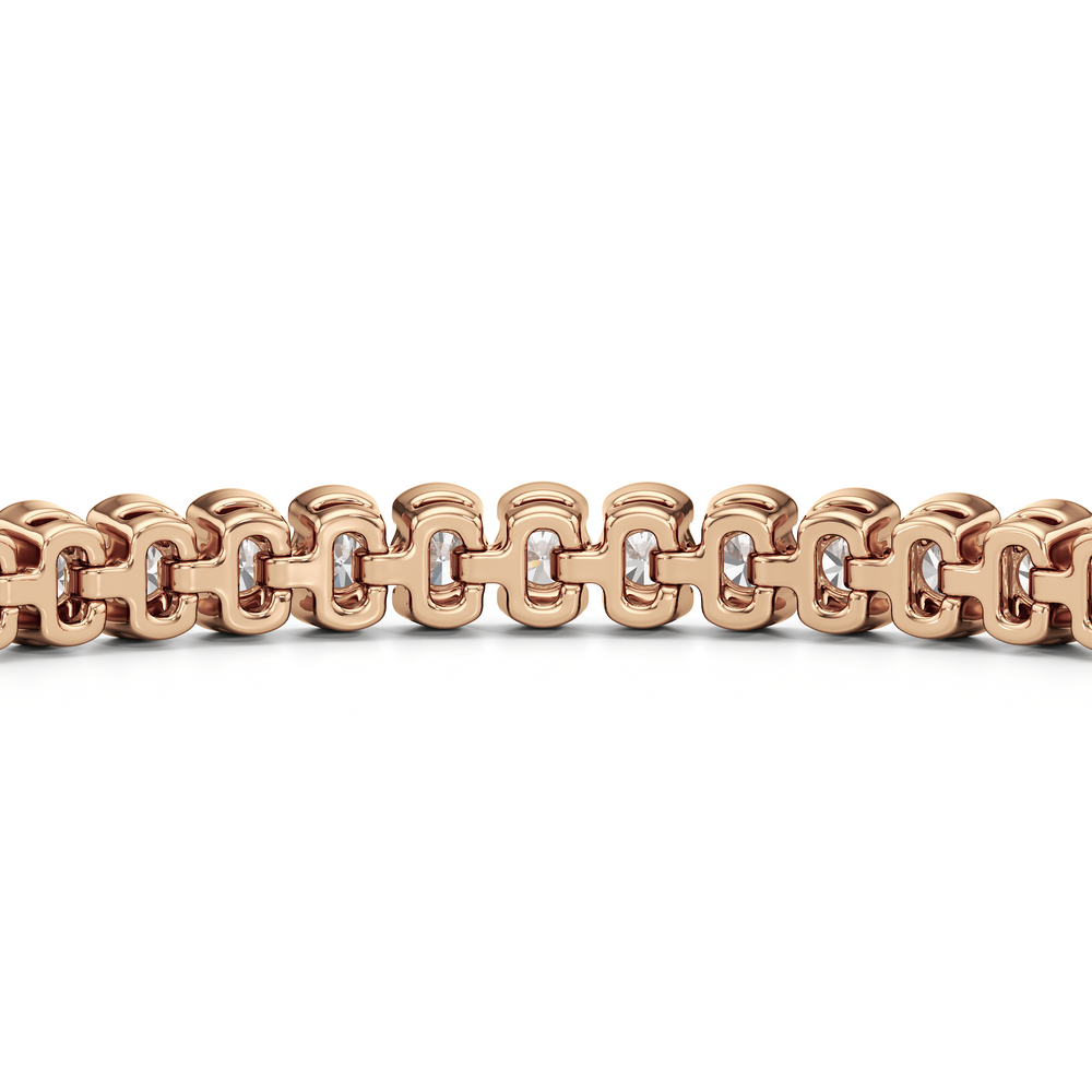 Half-Bezel Lab Diamond Tennis Bracelet with 3 Cut Diamond in 14KT Rose Gold view 7
