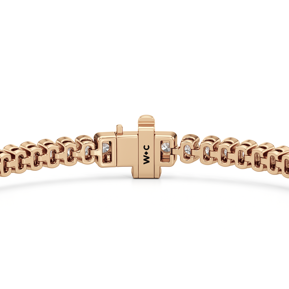 Half-Bezel Lab Diamond Tennis Bracelet with 3 Cut Diamond in 14KT Rose Gold view 6
