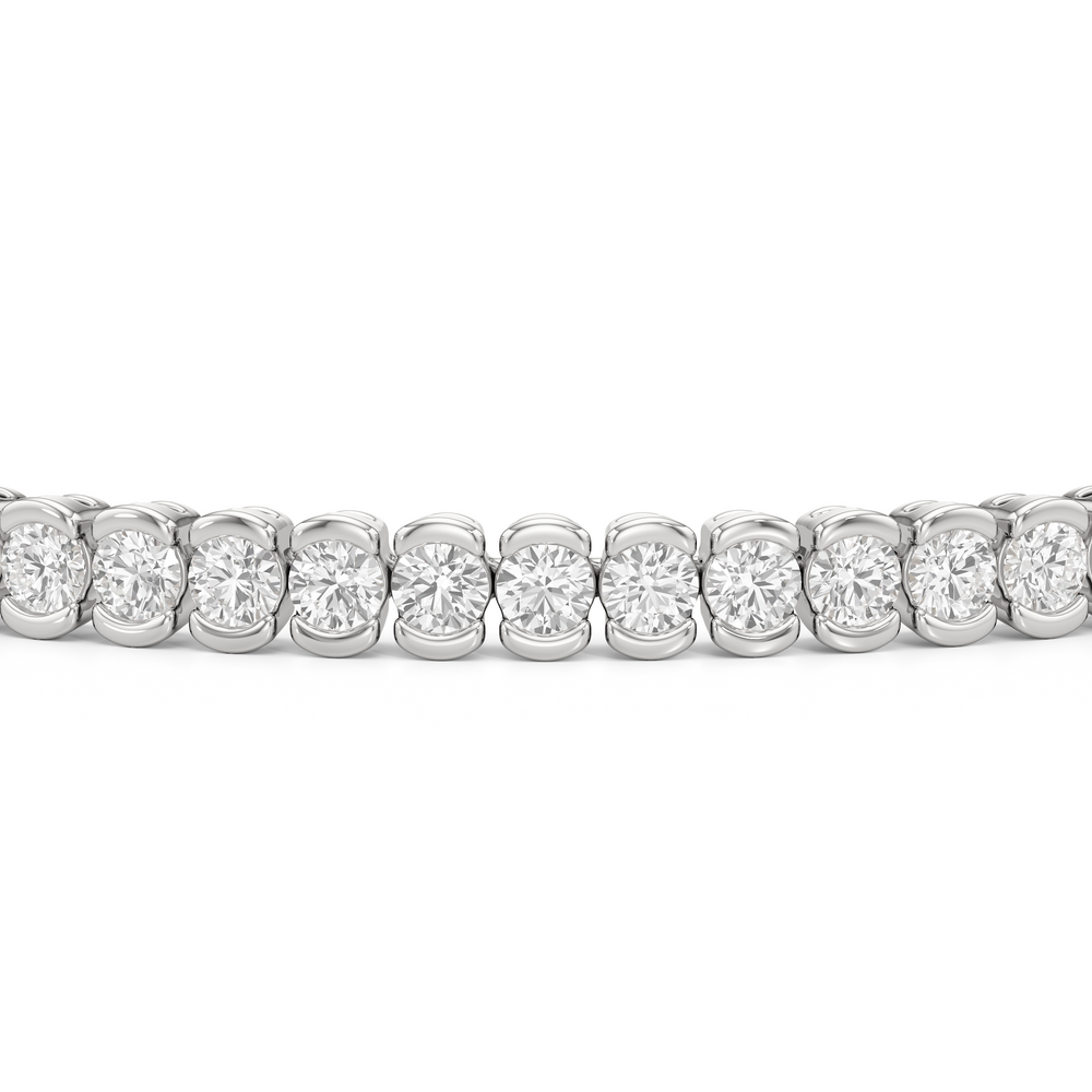 Half-Bezel Lab Diamond Tennis Bracelet with 3 Cut Diamond in 14KT White Gold view 5
