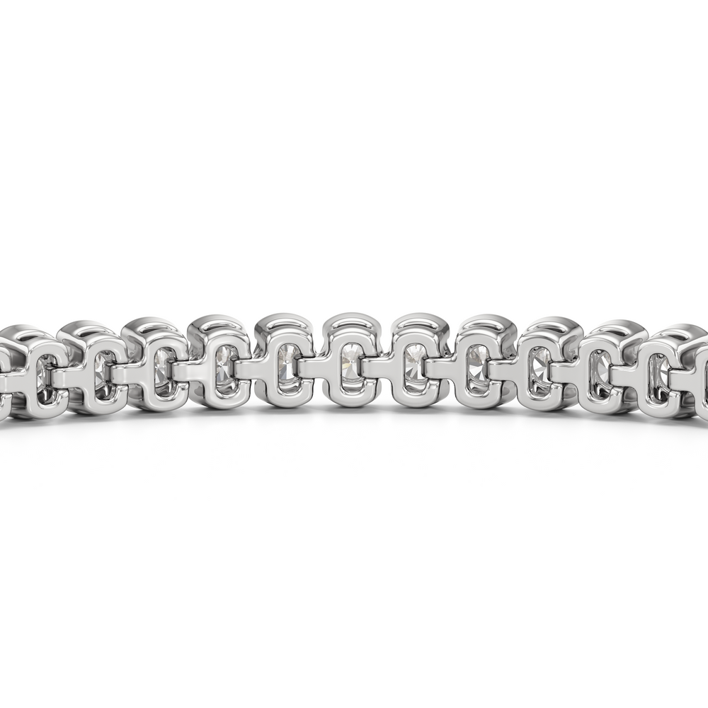 Half-Bezel Lab Diamond Tennis Bracelet with 3 Cut Diamond in 14KT White Gold view 7
