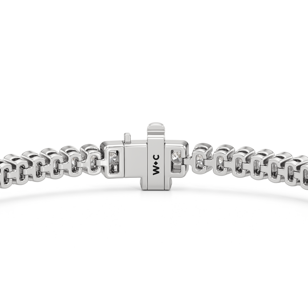 Half-Bezel Lab Diamond Tennis Bracelet with 3 Cut Diamond in 14KT White Gold view 6
