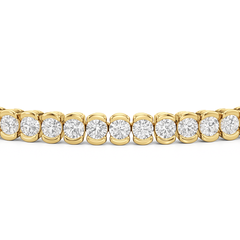 Half-Bezel Lab Diamond Tennis Bracelet with 3 Cut Diamond in 14KT Yellow Gold view 5

