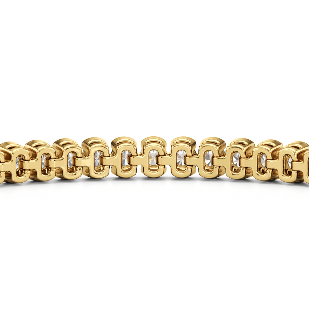 Half-Bezel Lab Diamond Tennis Bracelet with 3 Cut Diamond in 14KT Yellow Gold view 7
