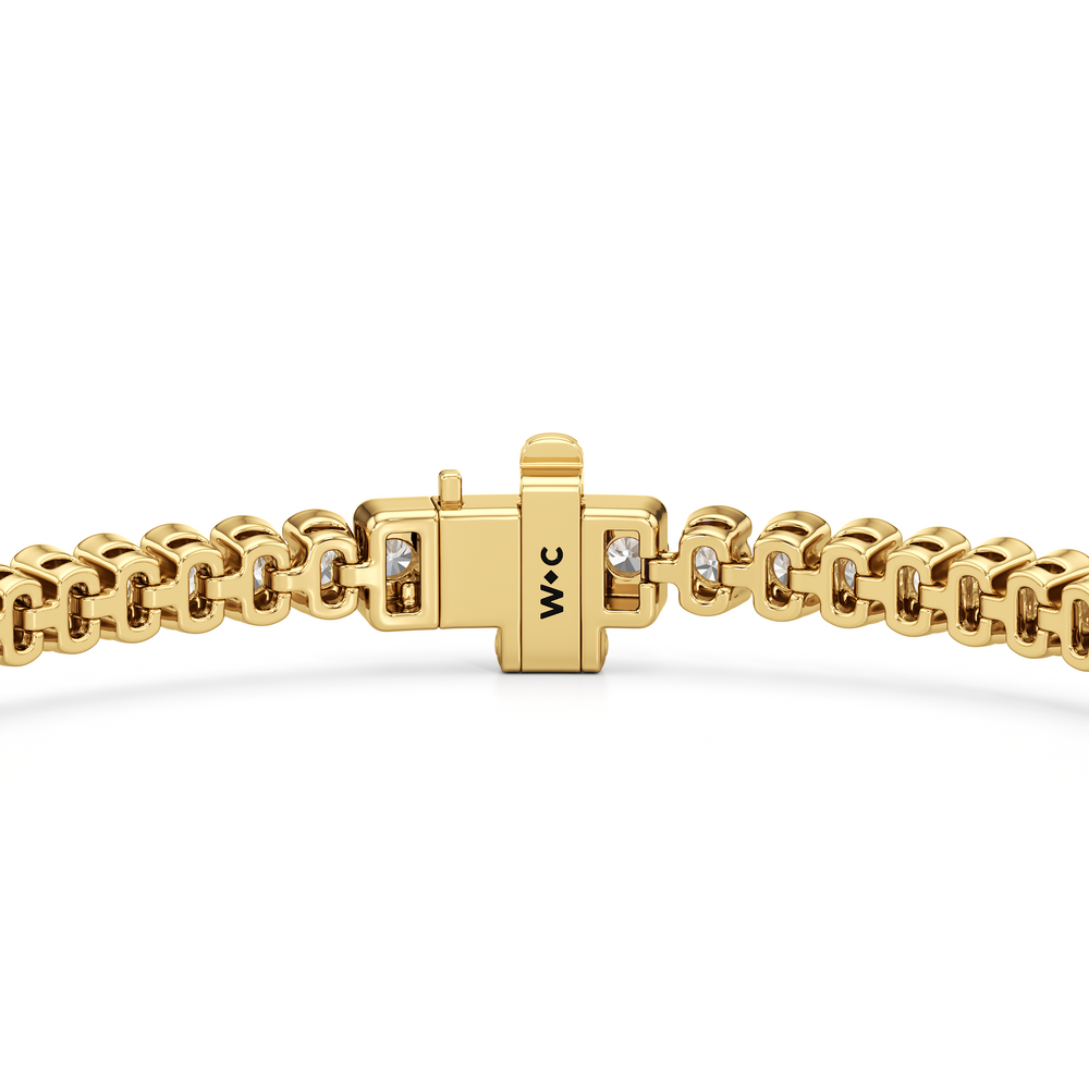 Half-Bezel Lab Diamond Tennis Bracelet with 3 Cut Diamond in 14KT Yellow Gold view 6
