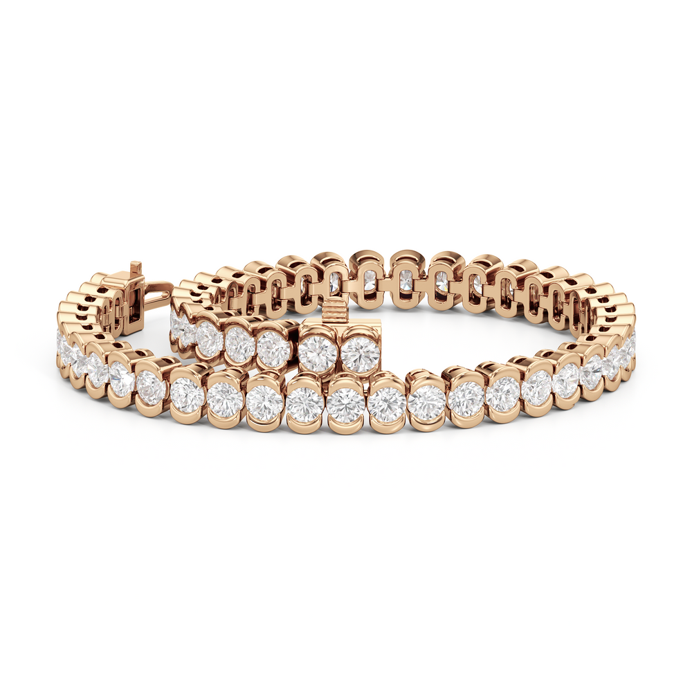Half-Bezel Lab Diamond Tennis Bracelet with 5 Cut Diamond in 14KT Rose Gold view 2
