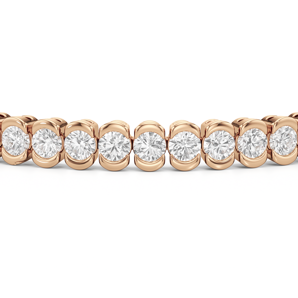 Half-Bezel Lab Diamond Tennis Bracelet with 5 Cut Diamond in 14KT Rose Gold view 5
