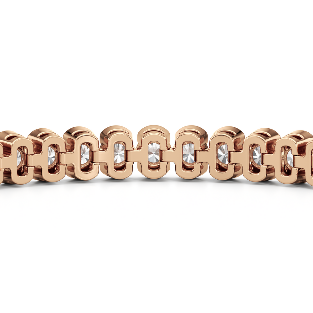 Half-Bezel Lab Diamond Tennis Bracelet with 5 Cut Diamond in 14KT Rose Gold view 7
