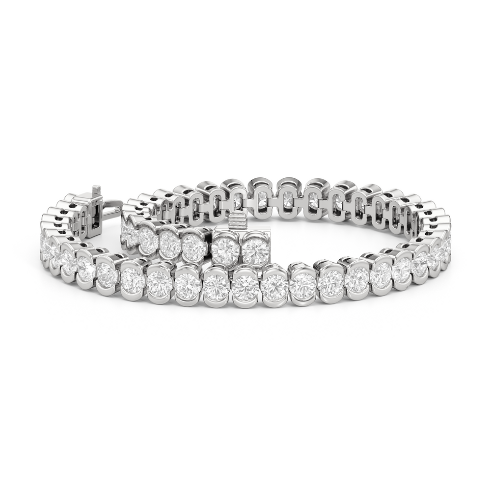 Half-Bezel Lab Diamond Tennis Bracelet with 5 Cut Diamond in 14KT White Gold view 2

