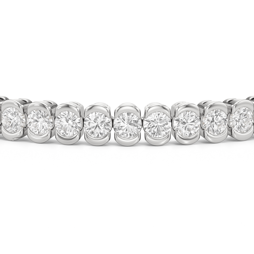 Half-Bezel Lab Diamond Tennis Bracelet with 5 Cut Diamond in 14KT White Gold view 5

