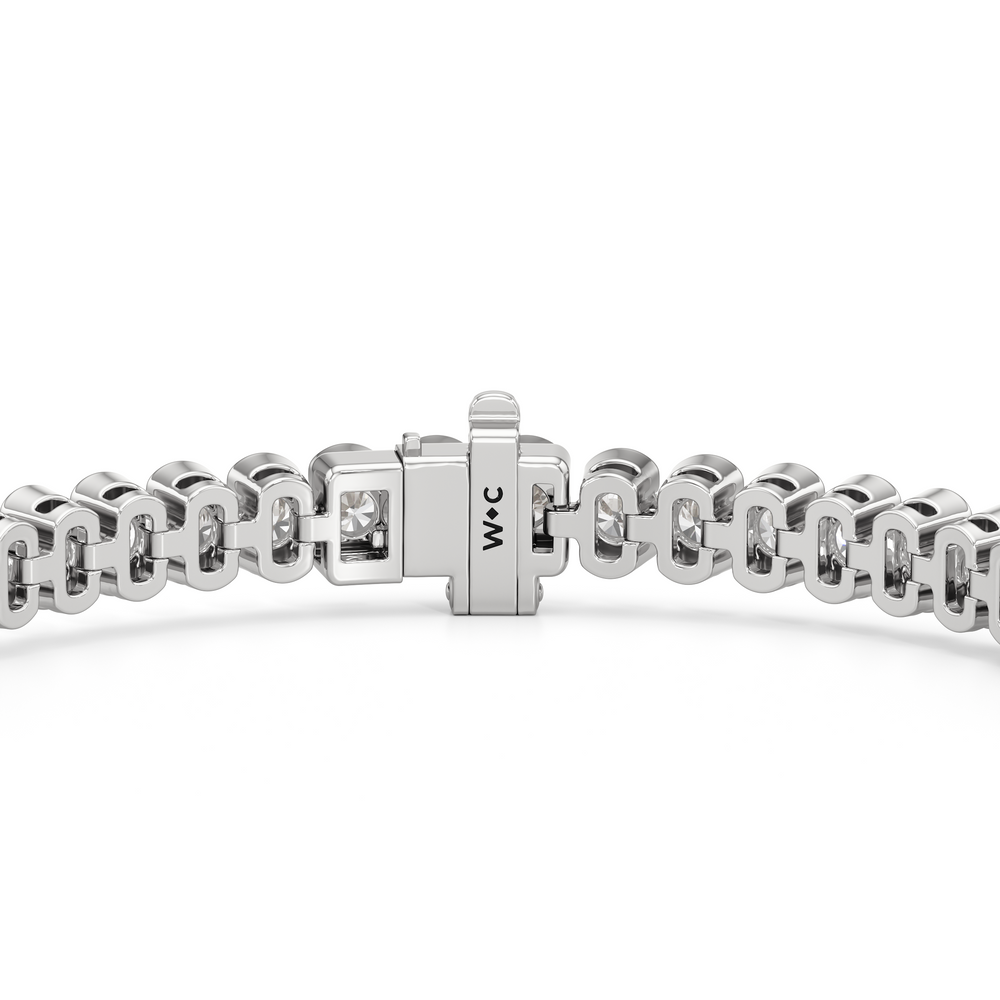 Half-Bezel Lab Diamond Tennis Bracelet with 5 Cut Diamond in 14KT White Gold view 6
