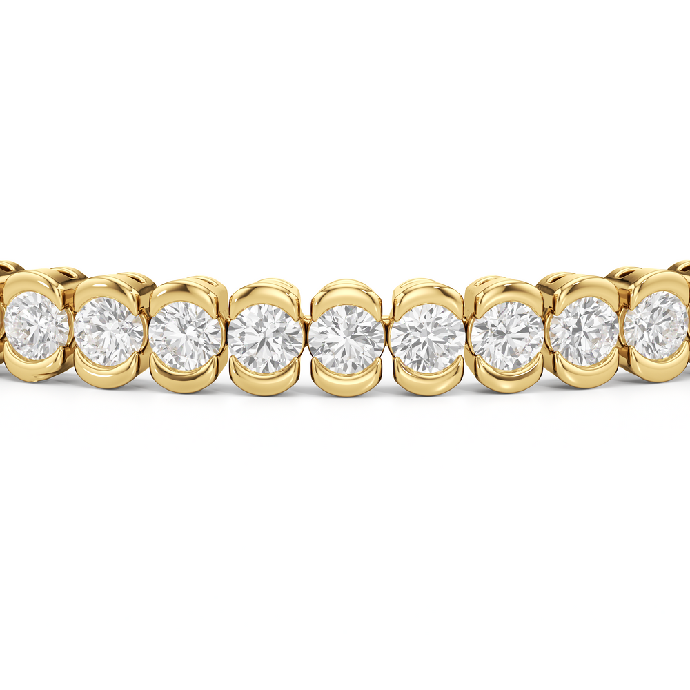 Half-Bezel Lab Diamond Tennis Bracelet with 5 Cut Diamond in 14KT Yellow Gold view 5
