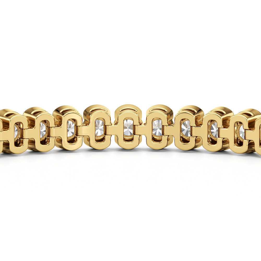 Half-Bezel Lab Diamond Tennis Bracelet with 5 Cut Diamond in 14KT Yellow Gold view 7
