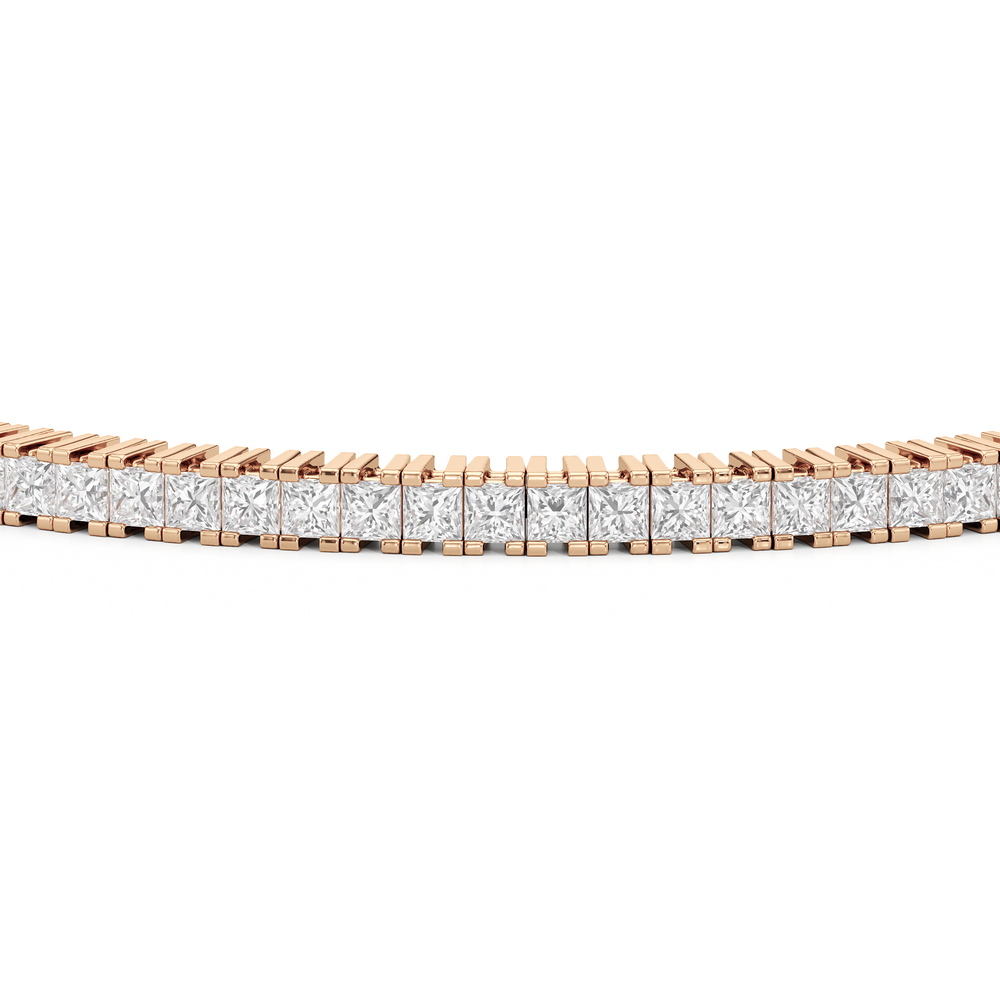 Princess Cut Lab Diamond No-Gap Tennis Bracelet with 3 Cut Diamond in 14KT Rose Gold view 5
