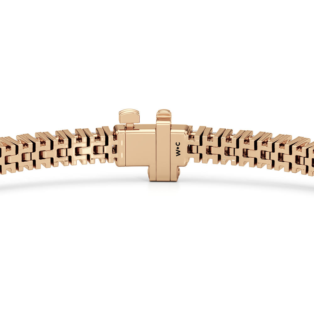 Princess Cut Lab Diamond No-Gap Tennis Bracelet with 3 Cut Diamond in 14KT Rose Gold view 6
