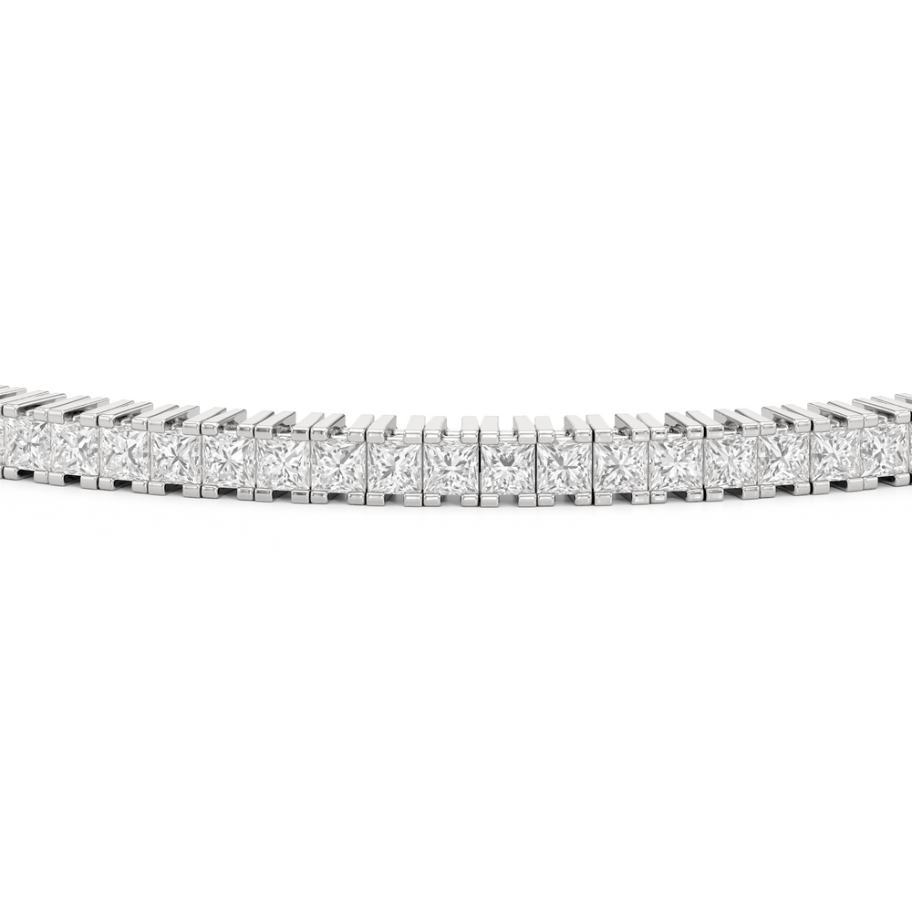 Princess Cut Lab Diamond No-Gap Tennis Bracelet with 3 Cut Diamond in 14KT White Gold view 5
