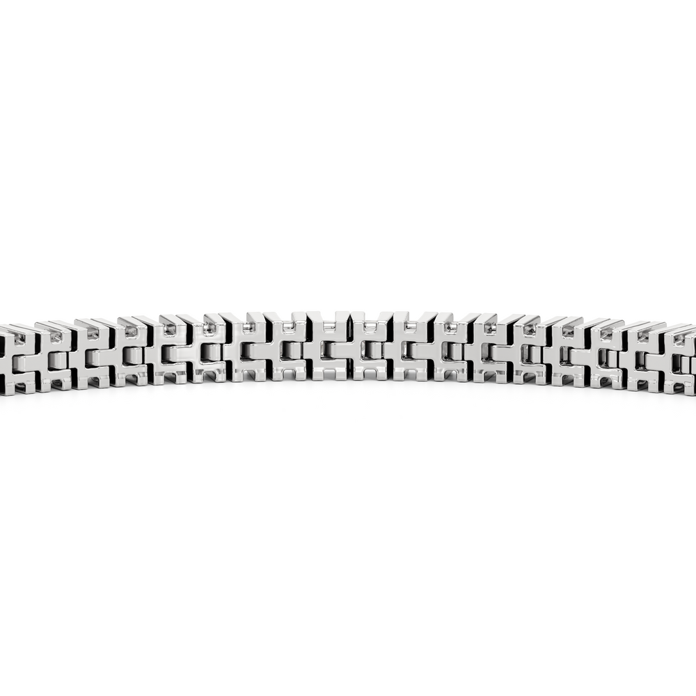 Princess Cut Lab Diamond No-Gap Tennis Bracelet with 3 Cut Diamond in 14KT White Gold view 7

