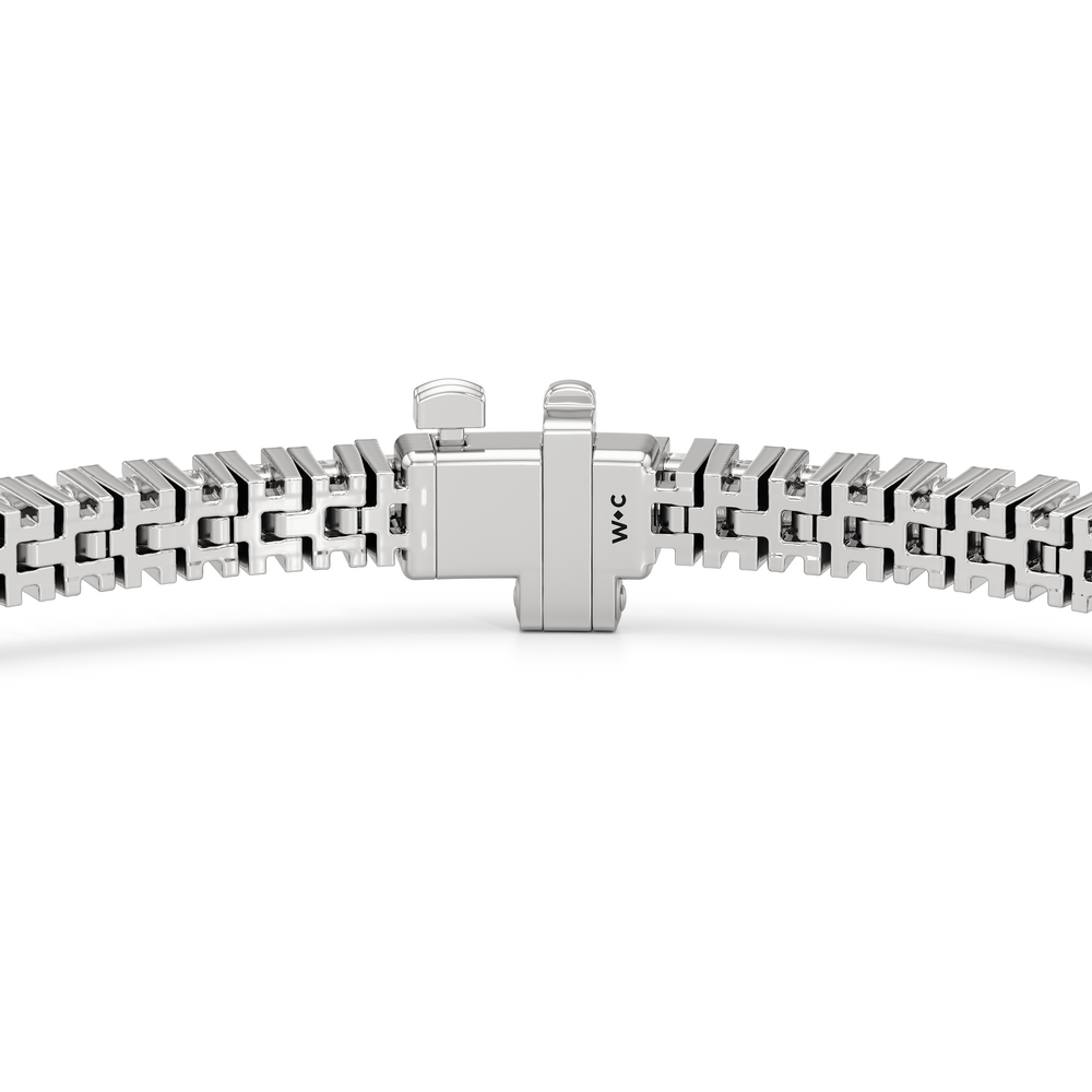 Princess Cut Lab Diamond No-Gap Tennis Bracelet with 3 Cut Diamond in 14KT White Gold view 6
