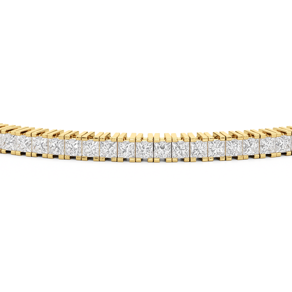Princess Cut Lab Diamond No-Gap Tennis Bracelet with 3 Cut Diamond in 14KT Yellow Gold view 5
