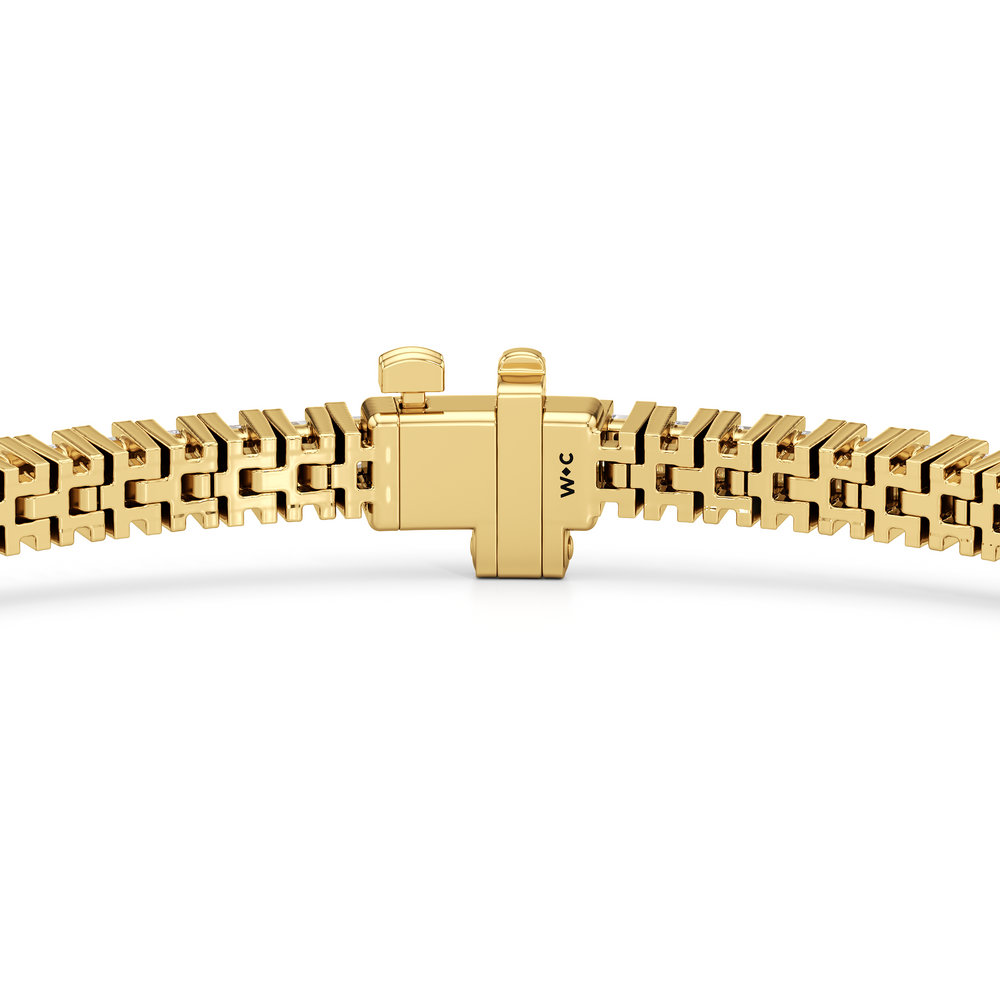 Princess Cut Lab Diamond No-Gap Tennis Bracelet with 3 Cut Diamond in 14KT Yellow Gold view 6
