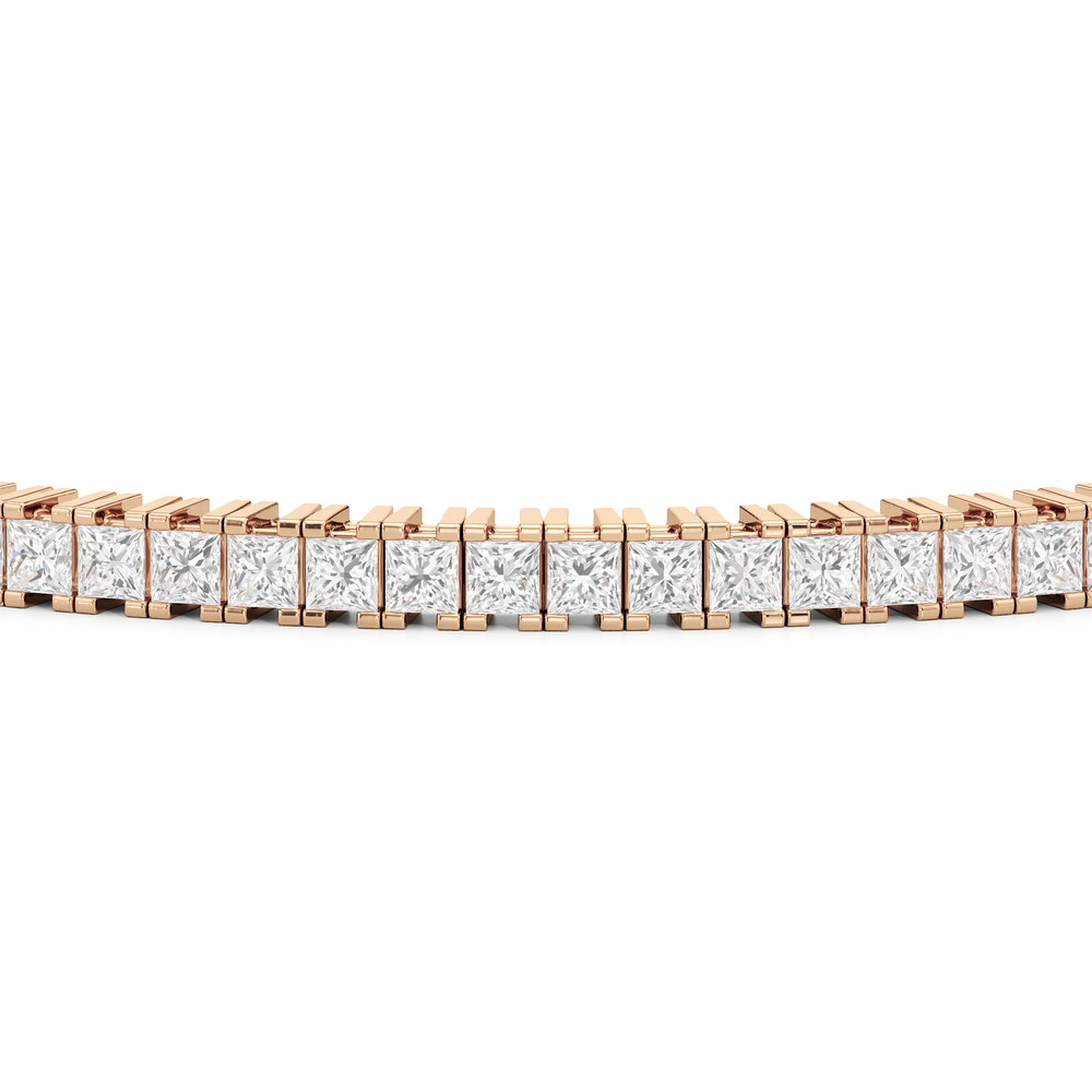 Princess Cut Lab Diamond No-Gap Tennis Bracelet with 4 Cut Diamond in 14KT Rose Gold view 6
