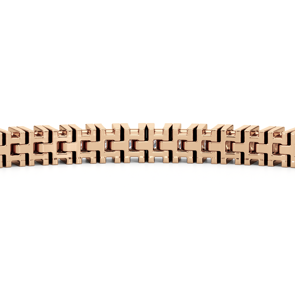 Princess Cut Lab Diamond No-Gap Tennis Bracelet with 4 Cut Diamond in 14KT Rose Gold view 8
