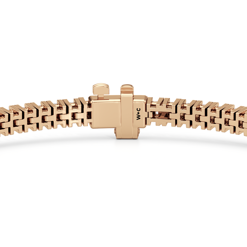 Princess Cut Lab Diamond No-Gap Tennis Bracelet with 4 Cut Diamond in 14KT Rose Gold view 7

