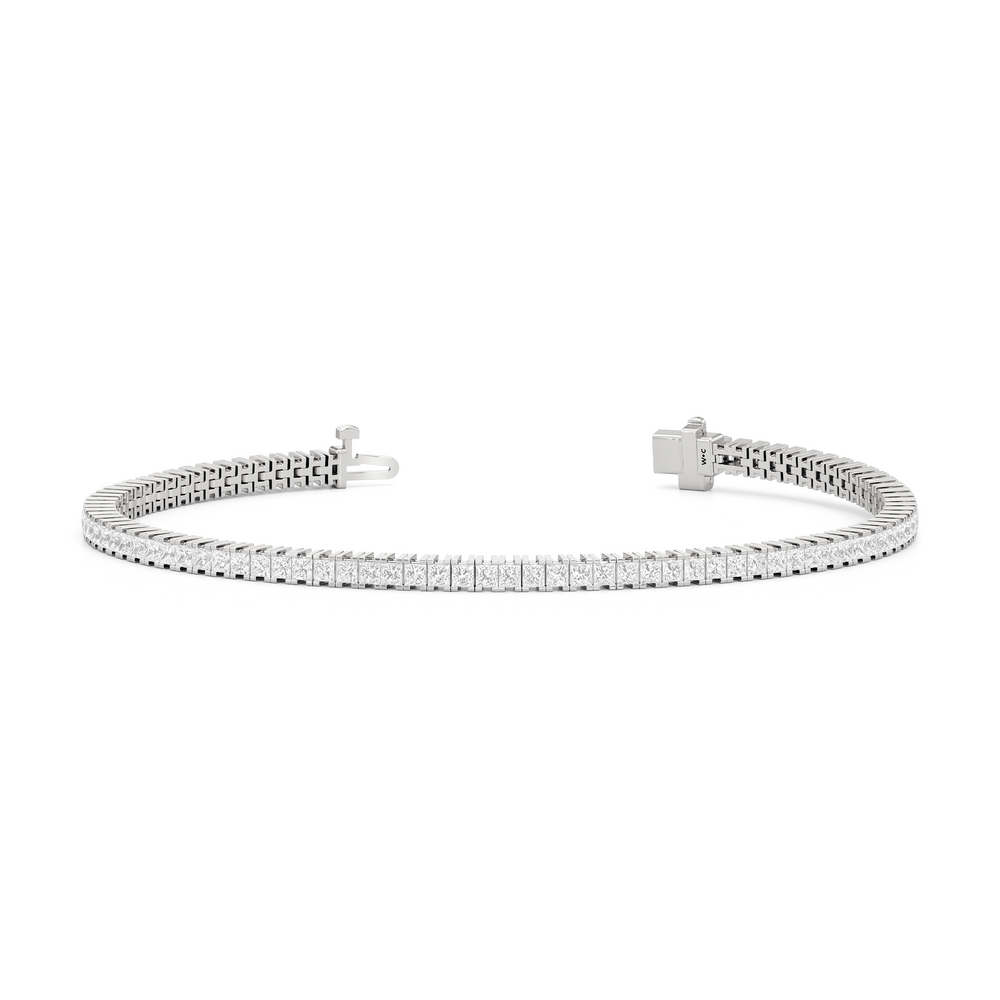 Princess Cut Lab Diamond No-Gap Tennis Bracelet with 4 Cut Diamond in 14KT White Gold view 2
